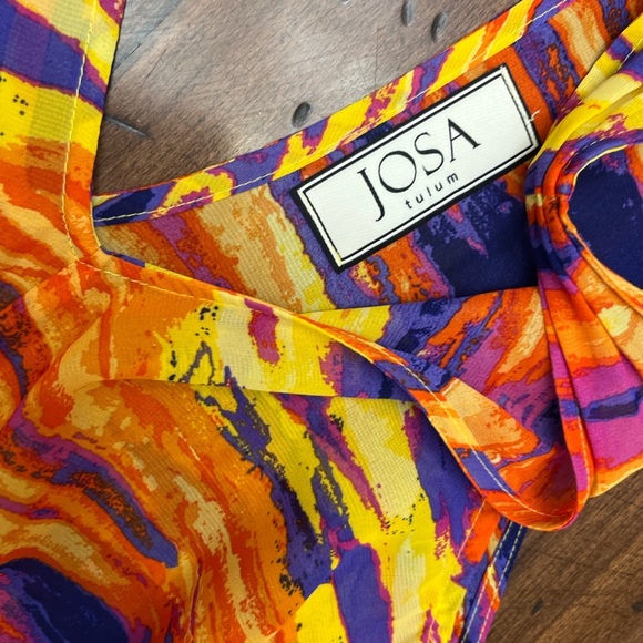 Josa Tulum Swim Cover Up One Size Colorful Asymmetrical Beach Resort Cruise EUC - Picture 10 of 14